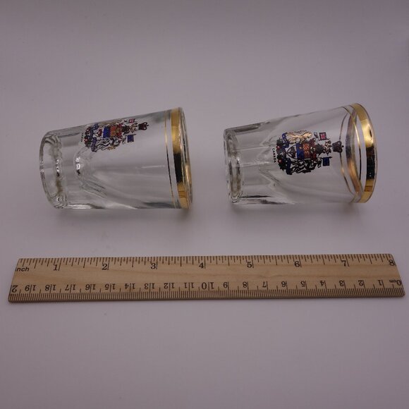 Set of Two(2) Canada A Mari usque ad Mare Shot Glasses with Gold Rim - Picture 5 of 11